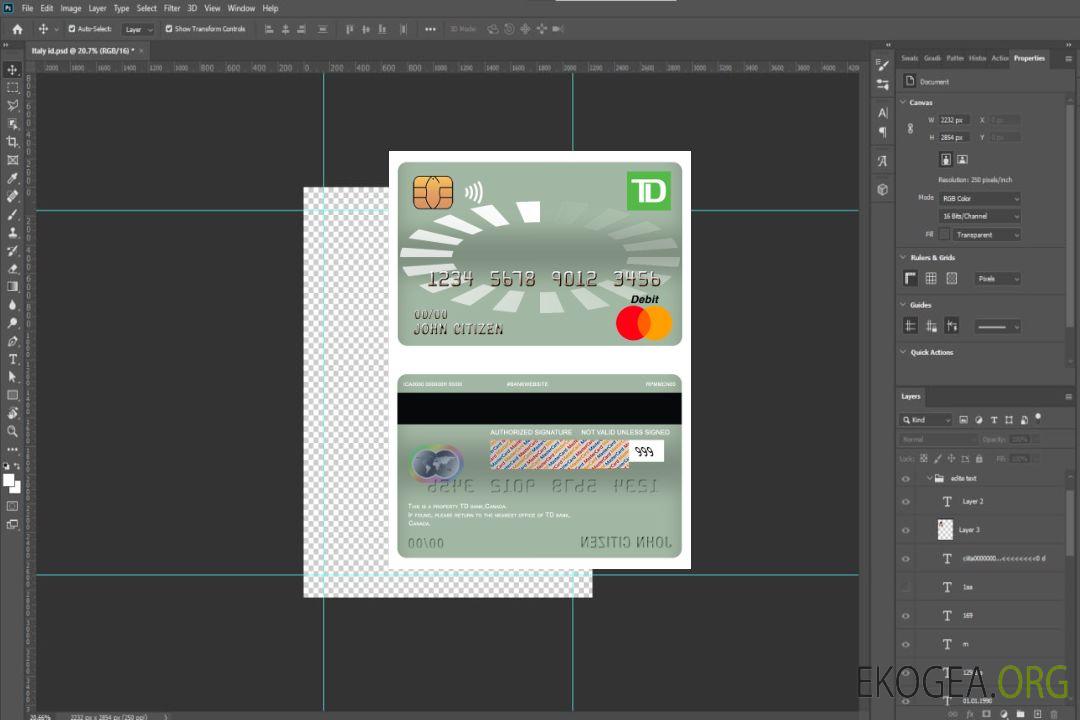 Carte de débit principale Canada TD template Carte de débit principale Canada TD template